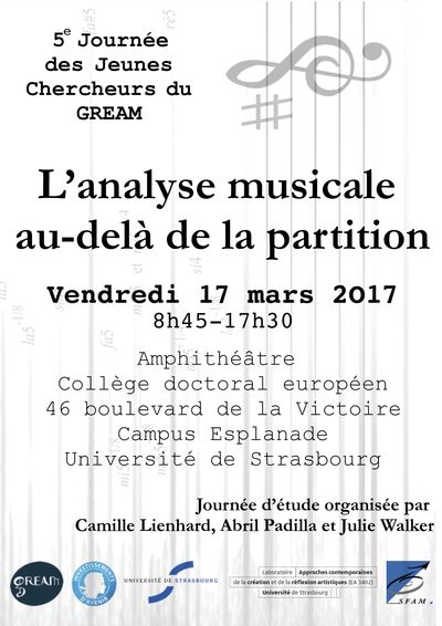 5ème Journée des Jeunes chercheurs du GREAM « L’analyse musicale au-delà de la partition »