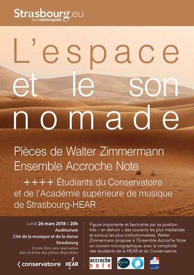 Concert « Walter Zimmermann : l'espace et le son nomade » par l'Ensemble Accroche Note